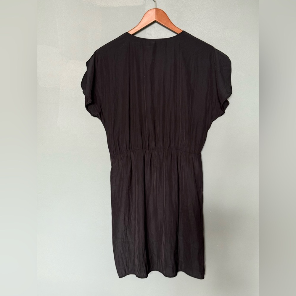 NWT Tie-Front Flutter Short Sleeve Mini A-Line Dress Universal Thread Black Med - Picture 6 of 12